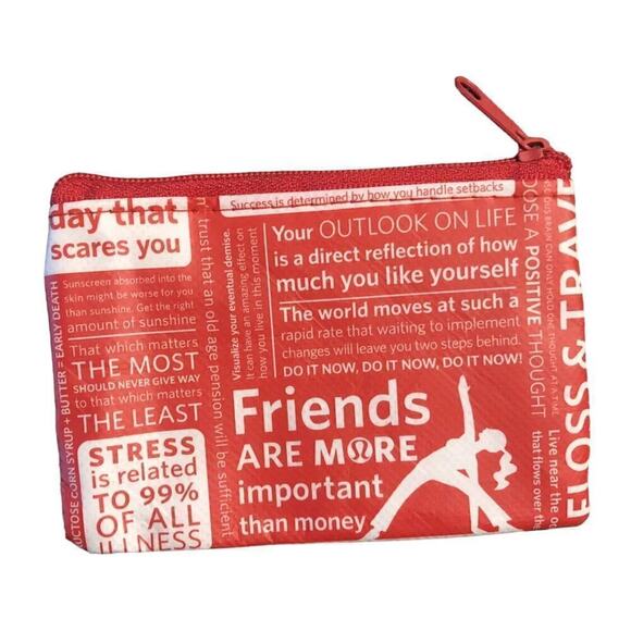 LULULEMON Red Manifesto Coin Purse ID Card Mini Pouch NWOT - Picture 1 of 6